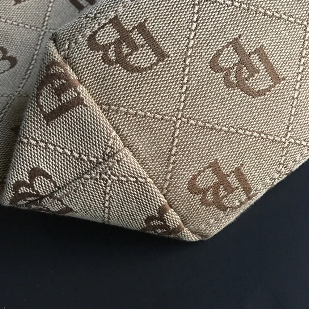 Dooney & Bourke Shoulder Hobo Handbag Purse Monogram Silver Lock Fabric Leather